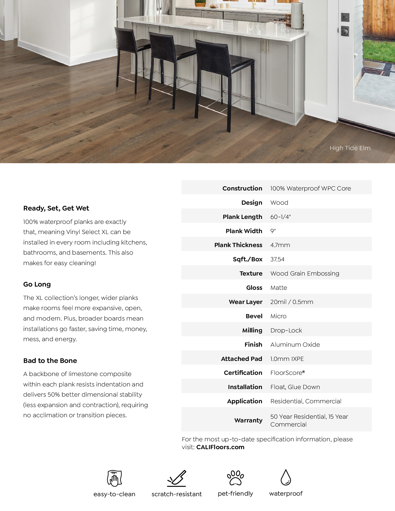 Select XL features and construction